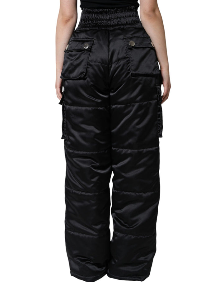 Pantalones negros de corte bota con cintura alta y acolchados de Dolce &amp;amp; Gabbana para mujer
