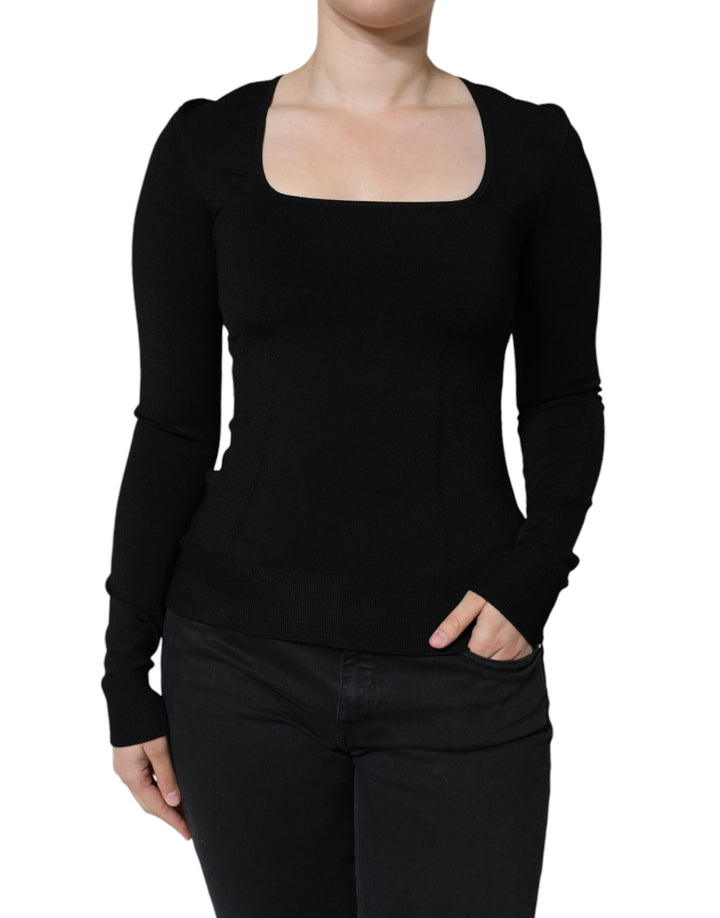 Blusa negra de manga larga con escote cuadrado de Dolce &amp;amp; Gabbana