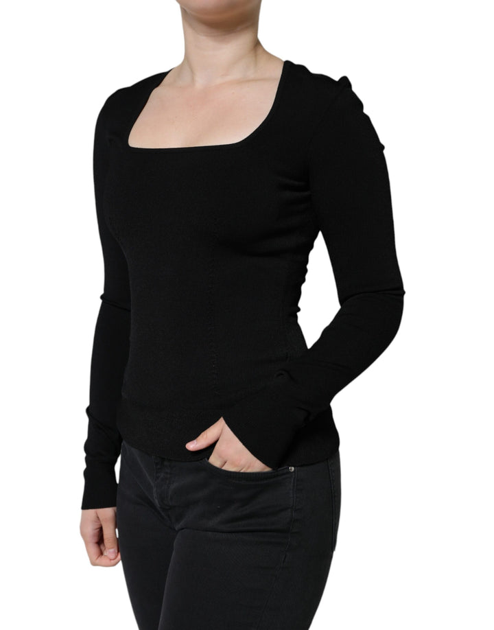 Blusa negra de manga larga con escote cuadrado de Dolce &amp;amp; Gabbana