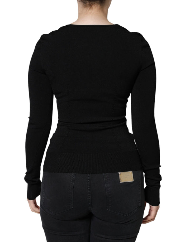 Blusa negra de manga larga con escote cuadrado de Dolce &amp;amp; Gabbana