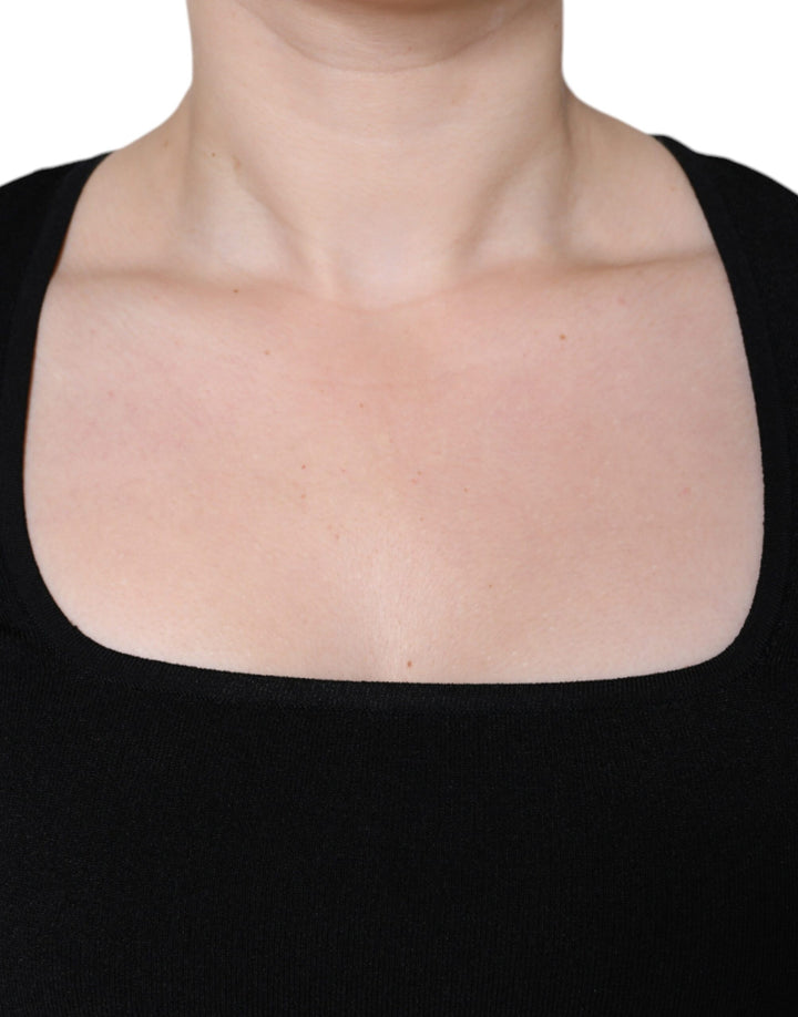 Blusa negra de manga larga con escote cuadrado de Dolce &amp;amp; Gabbana