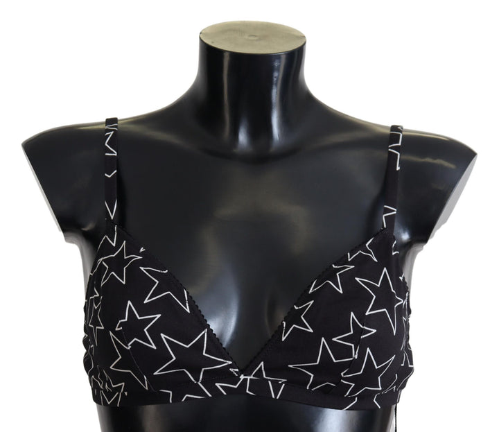 Dolce &amp; Gabbana Black Millennials Star Non Wire Cotton Bra Underwear