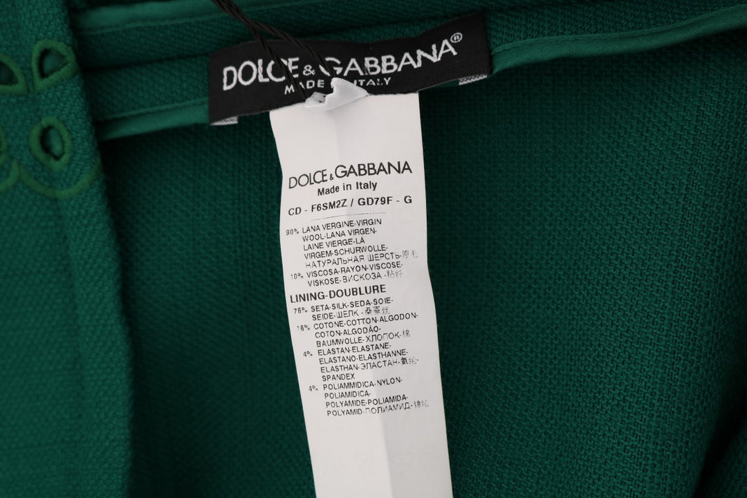 Dolce &amp; Gabbana Green Floral Cutout Silk Wool Dress women’s dress