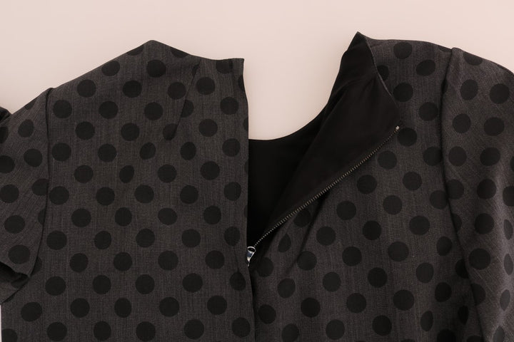 Dolce &amp; Gabbana Gray Polka Dotted Wool Stretch Dress women’s dress