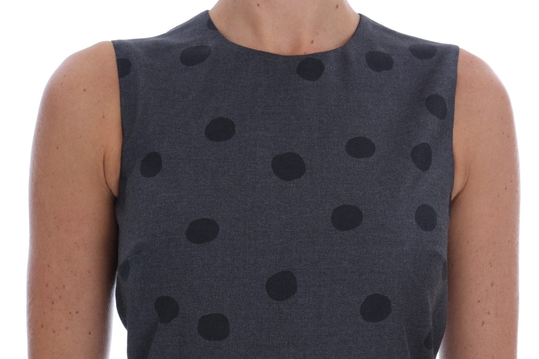Dolce &amp; Gabbana Gray Polka Dotted Sheath Wool Dress women’s dress
