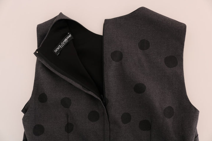 Dolce &amp; Gabbana Gray Polka Dotted Sheath Wool Dress women’s dress