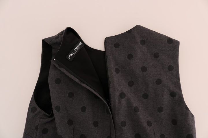 Dolce &amp; Gabbana Gray Polka Dotted Sheath Wool Dress women’s dress