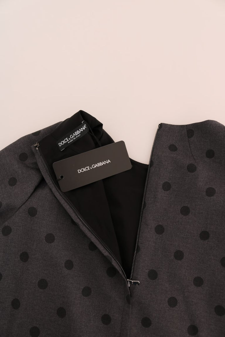 Dolce &amp; Gabbana Gray Polka Dotted Sheath Wool Dress women’s dress