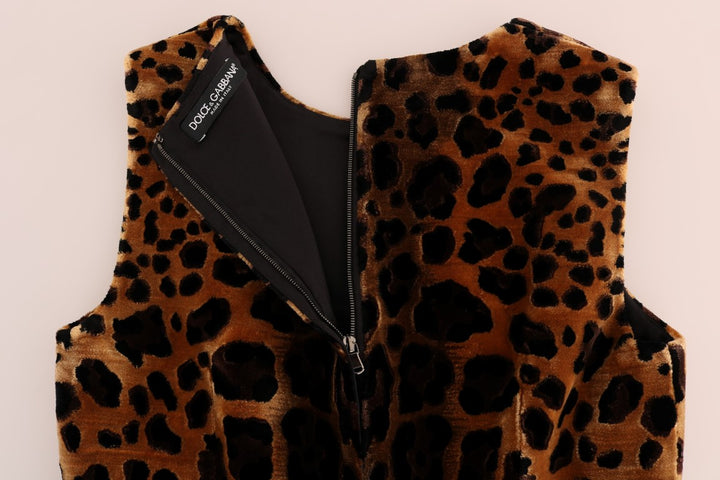 Dolce &amp; Gabbana Brown Leopard Print Silk Sheath Dress women’s dress