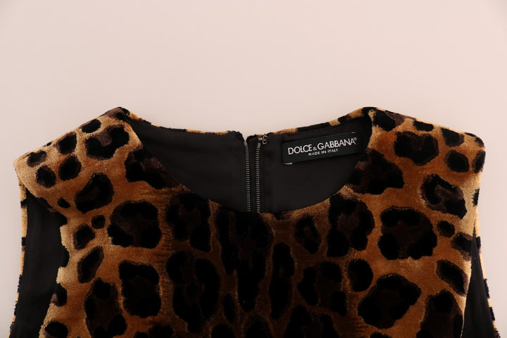 Dolce &amp; Gabbana Brown Leopard Print Silk Sheath Dress women’s dress