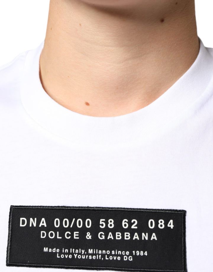 Dolce &amp; Gabbana White Cotton DG Applique Casual T-shirt