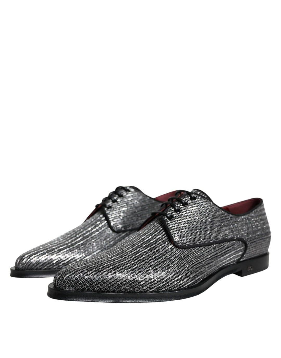 Dolce &amp; Gabbana Silver Polyurethane Derby Formal Dress Shoes