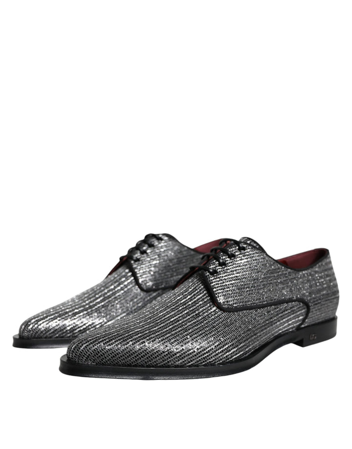 Dolce &amp; Gabbana Silver Polyurethane Derby Formal Dress Shoes