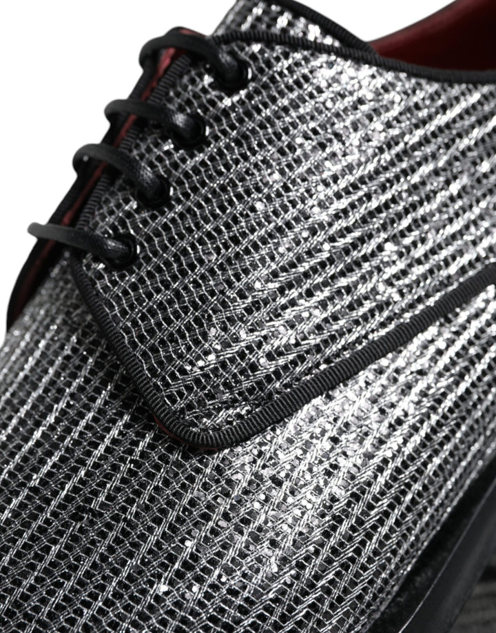 Dolce &amp; Gabbana Silver Polyurethane Derby Formal Dress Shoes