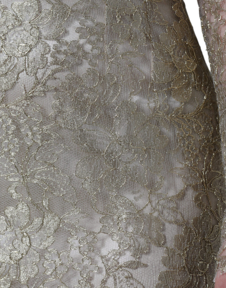 Dolce &amp; Gabbana Gold Floral Lace A-line Sheath Mini Dress