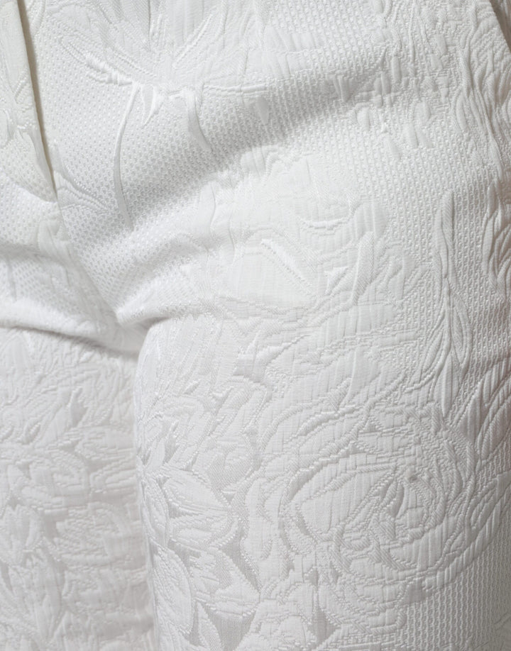 Pantalon court en coton brocart floral blanc Dolce &amp; Gabbana