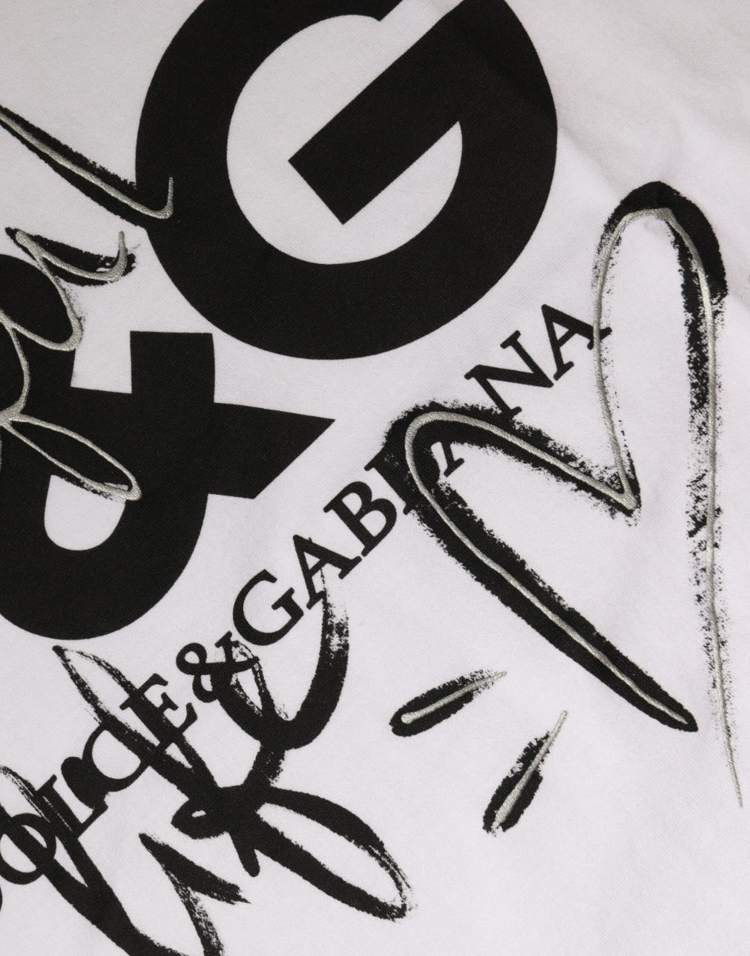 T-shirt col rond en coton blanc imprimé logo Dolce &amp;amp; Gabbana