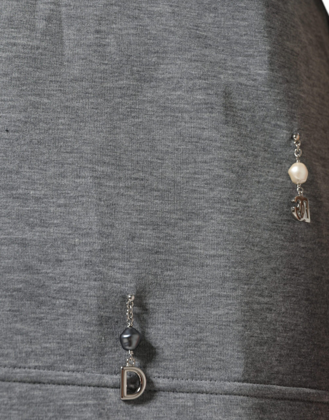Dolce &amp; Gabbana Gray Cotton Blend Embellished Tee T-shirt