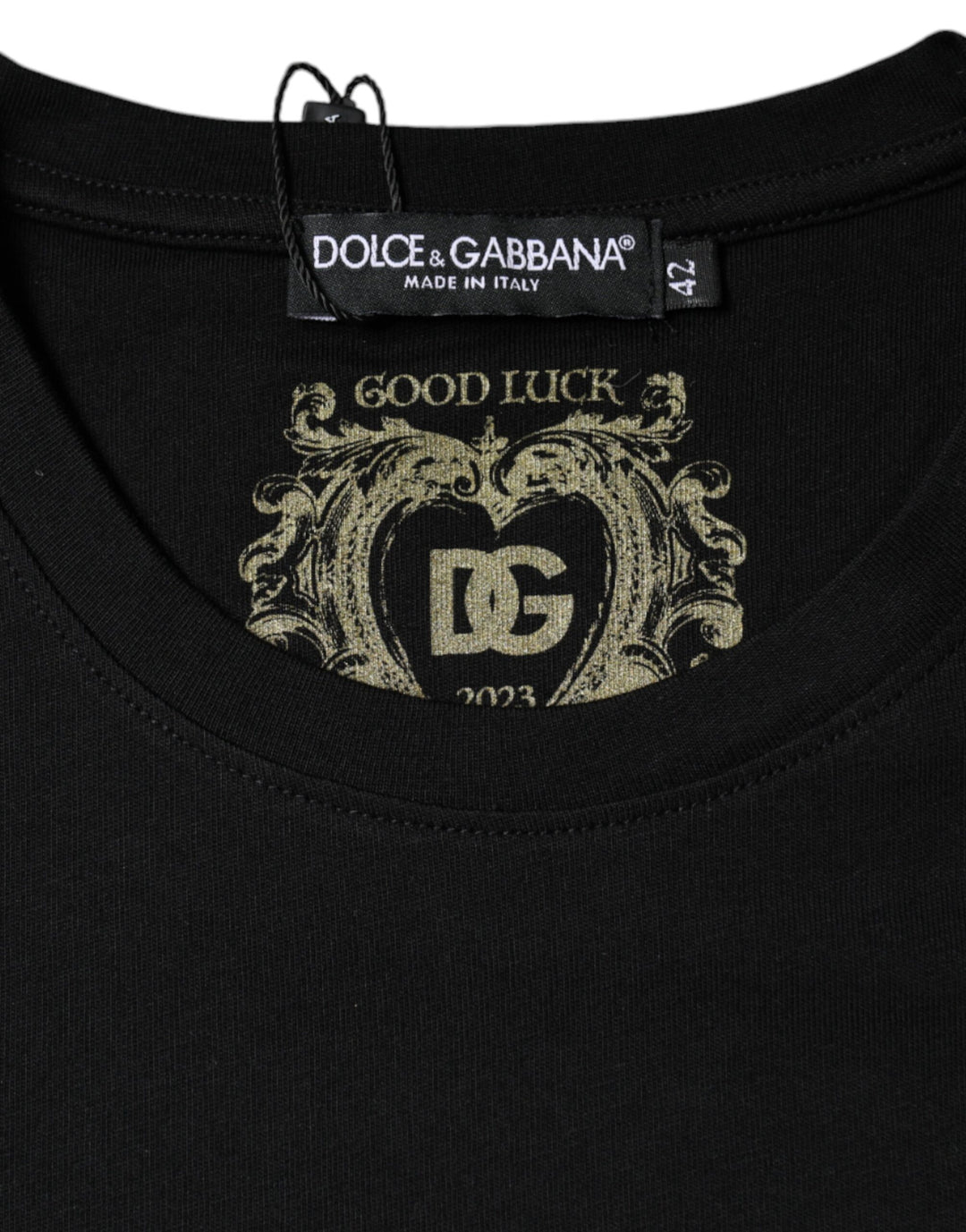 Dolce &amp; Gabbana Black Cotton Crew Neck Short Sleeve T-shirt