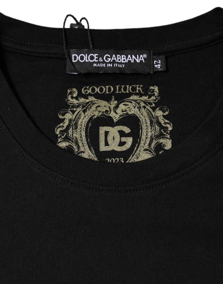 Dolce &amp; Gabbana Black Cotton Crew Neck Short Sleeve T-shirt