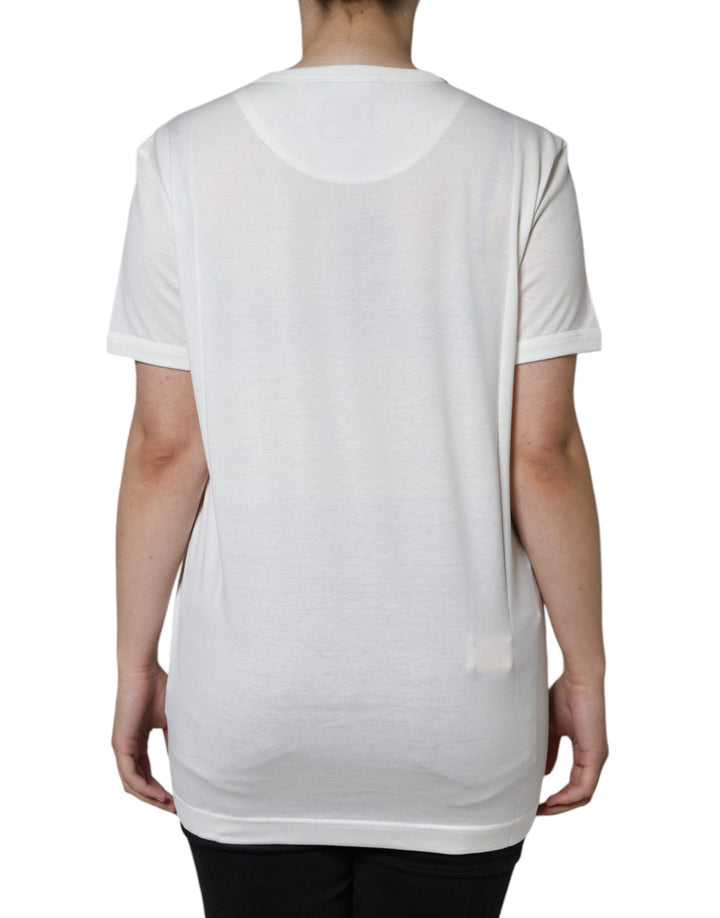 T-shirt ras du cou à manches courtes en coton blanc Dolce &amp;amp; Gabbana