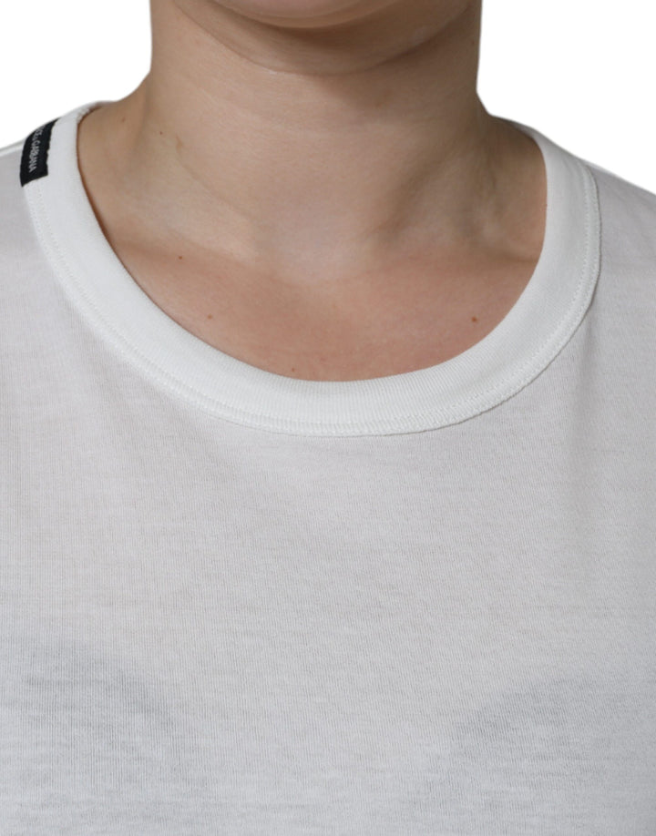 T-shirt ras du cou à manches courtes en coton blanc Dolce &amp;amp; Gabbana