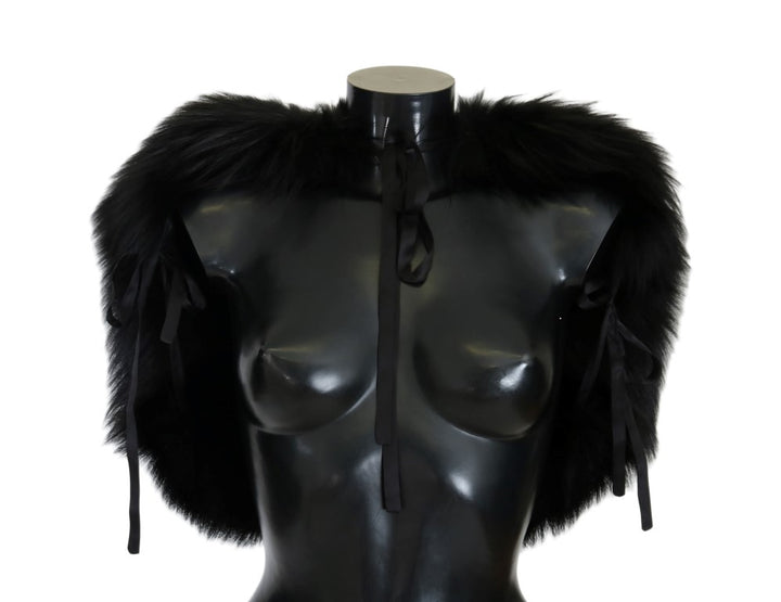 Dolce &amp; Gabbana Black Silver Fox Fur Scarf