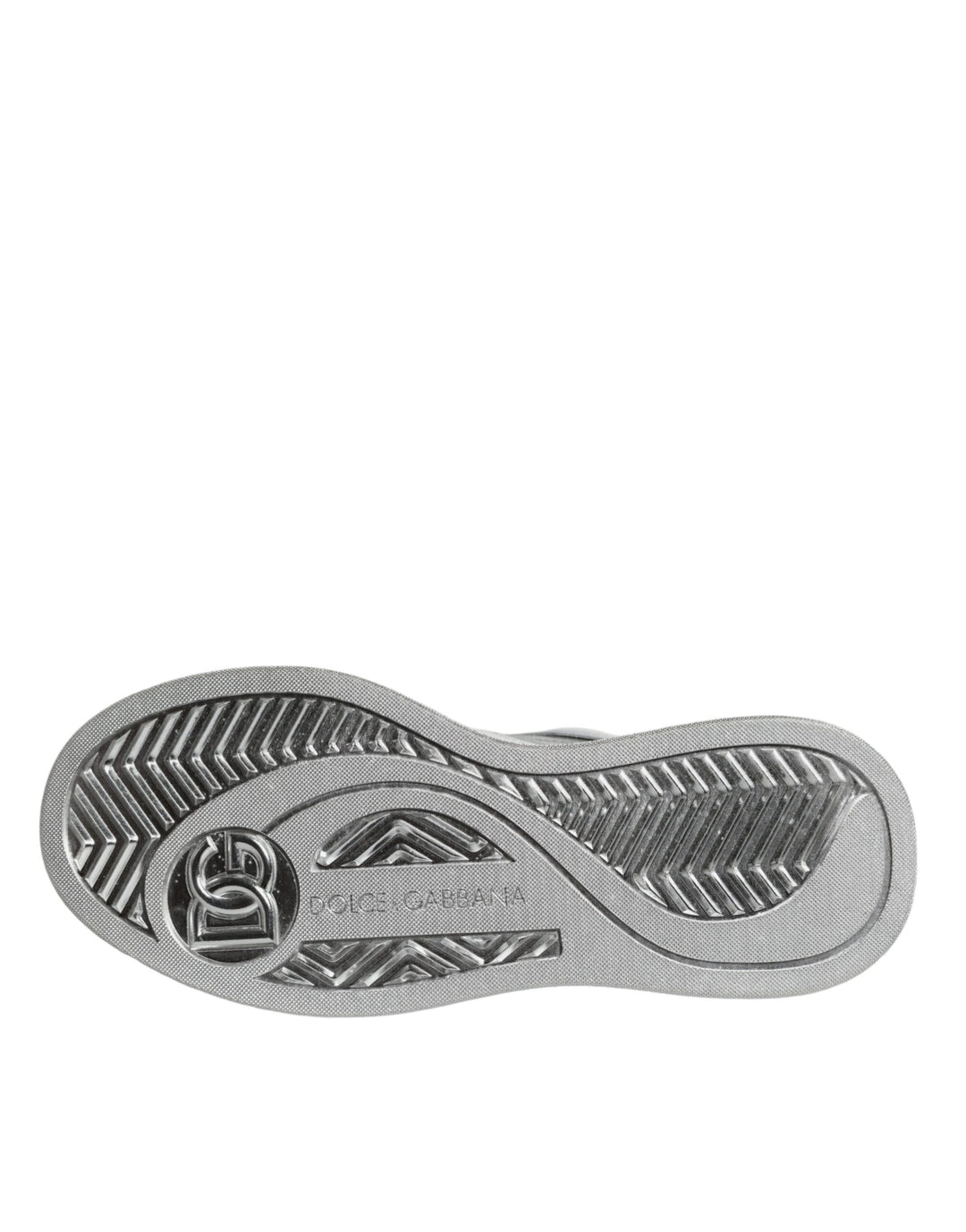 Zapatillas bajas de cuero blanco y plateado de Dolce &amp; Gabbana