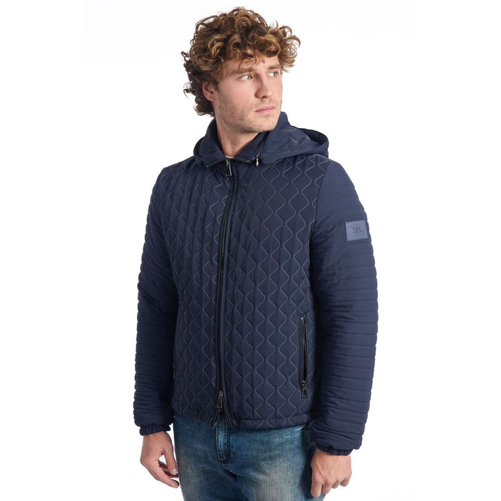 Chaqueta de hombre Roberto Pepe de poliamida azul de lujo