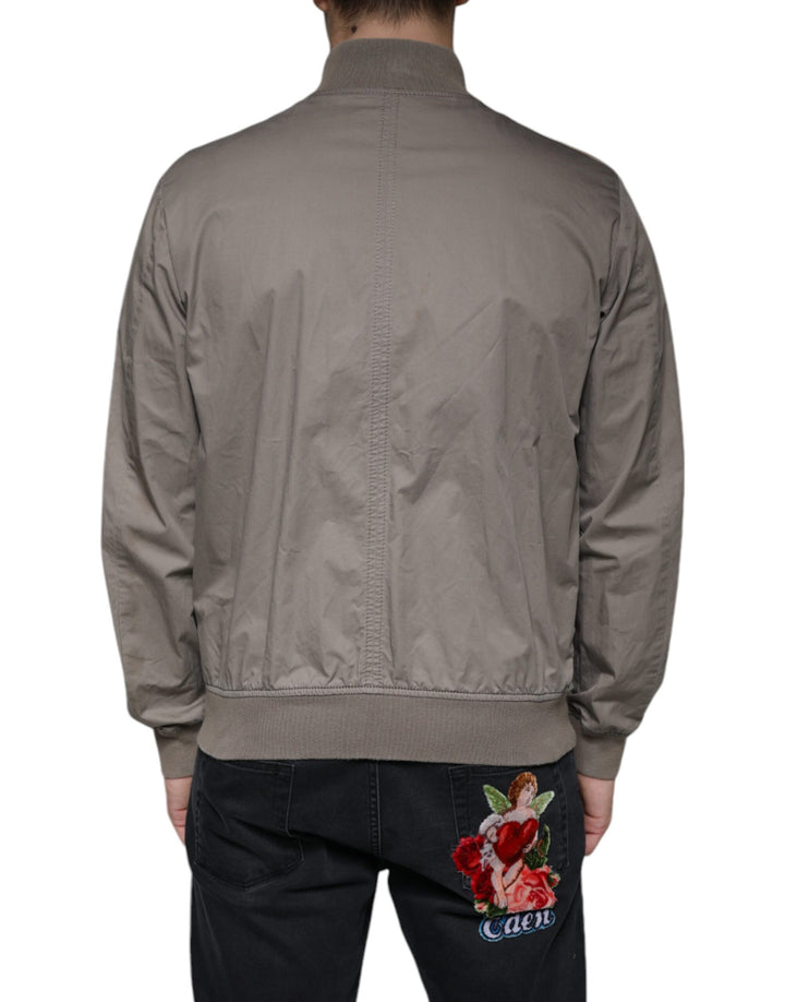 Veste bomber zippée en coton marron Armani Jeans avec logo