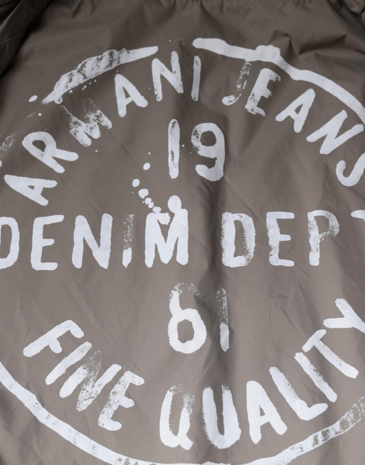 Veste bomber zippée en coton marron Armani Jeans avec logo