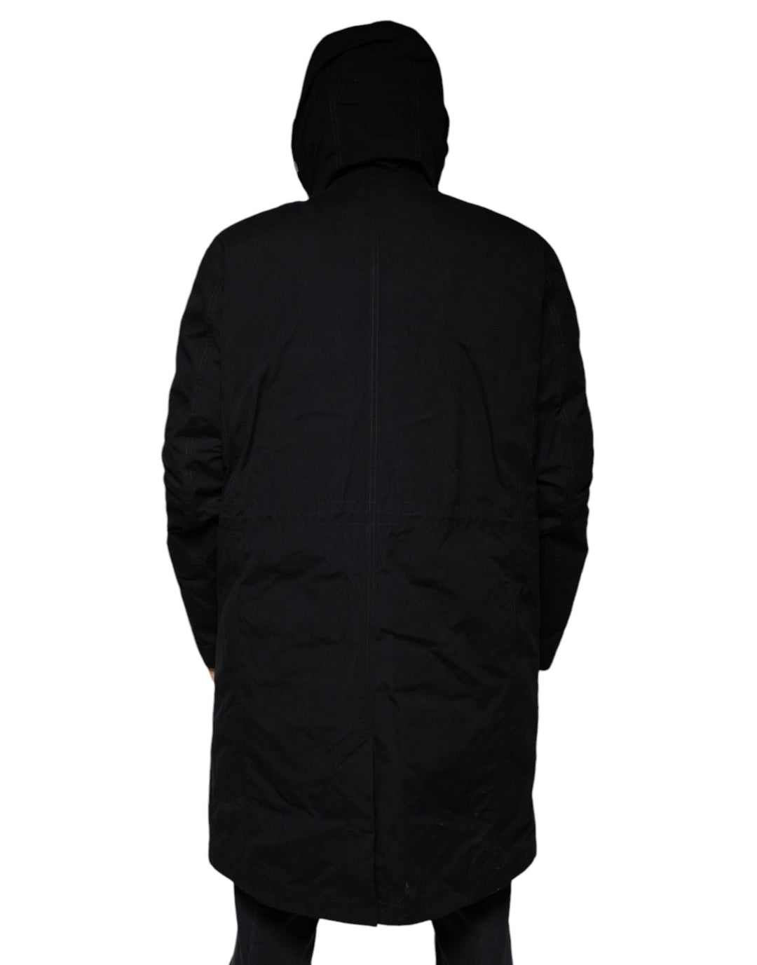 Dolce &amp; Gabbana Black Hooded Parka Cotton Trench Coat Jacket