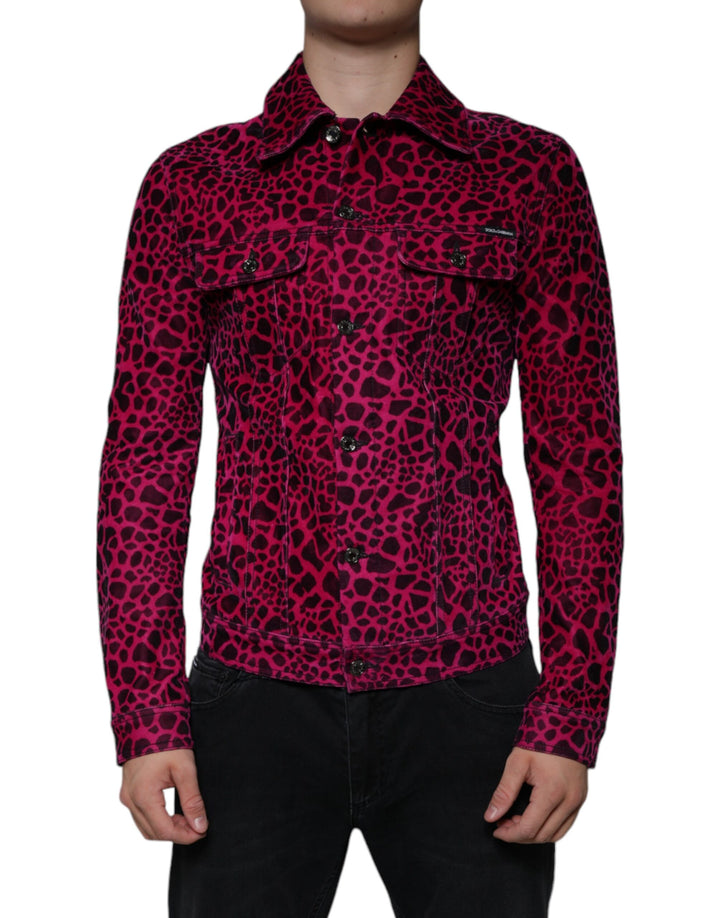 Dolce &amp; Gabbana Fuchsia Leopard Button Down Collared Jacket