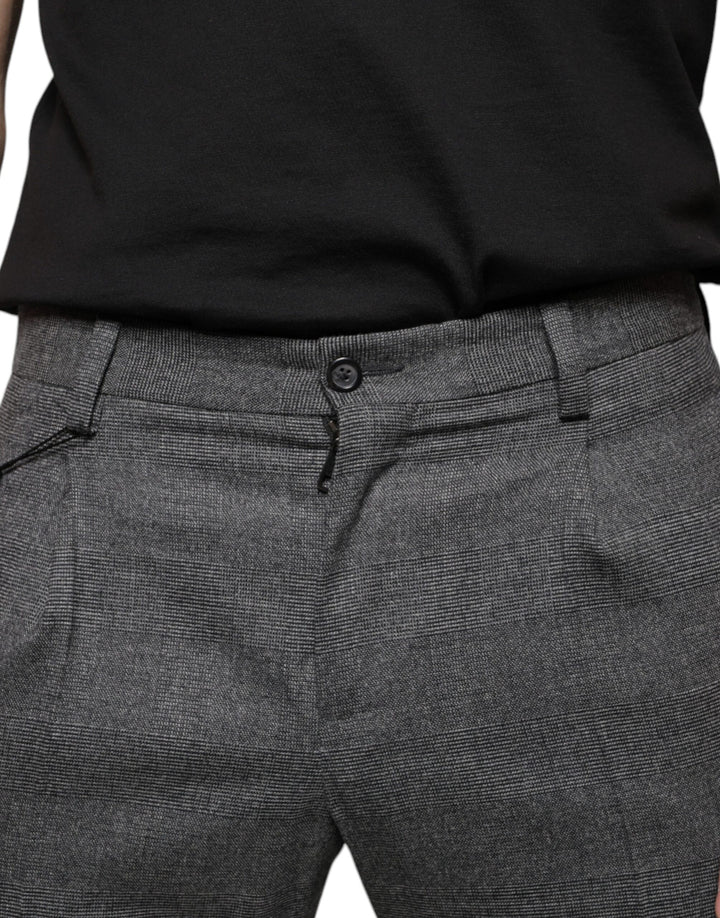 Dolce &amp; Gabbana Gray Check Tartan Wool Skinny Pants