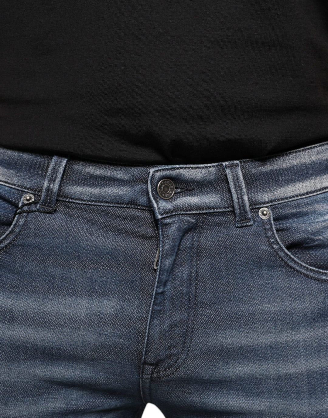 Dolce &amp; Gabbana Dark Blue Washed Cotton Skinny Denim Jeans