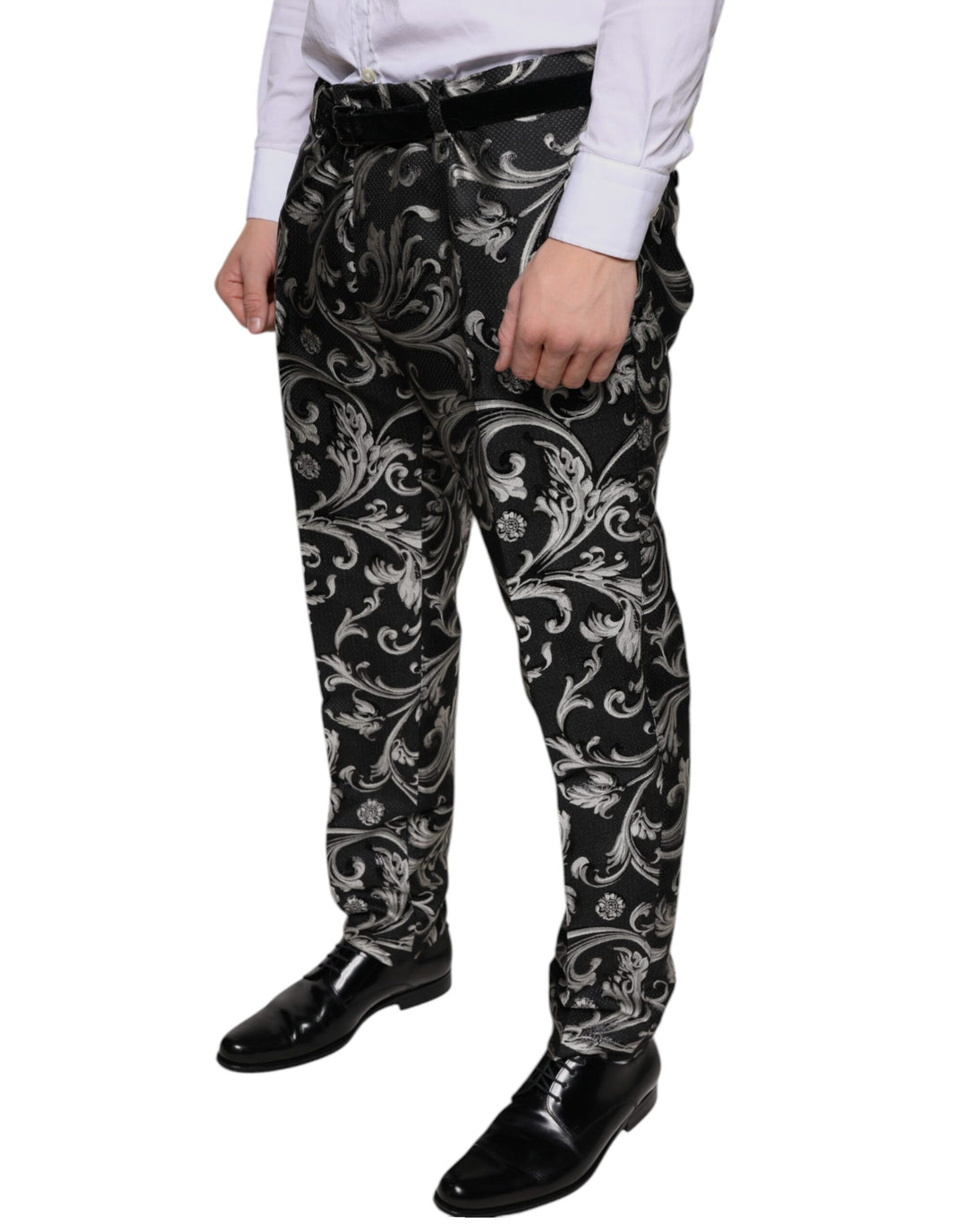 Dolce &amp; Gabbana Black Jacquard Skinny Dress Pants