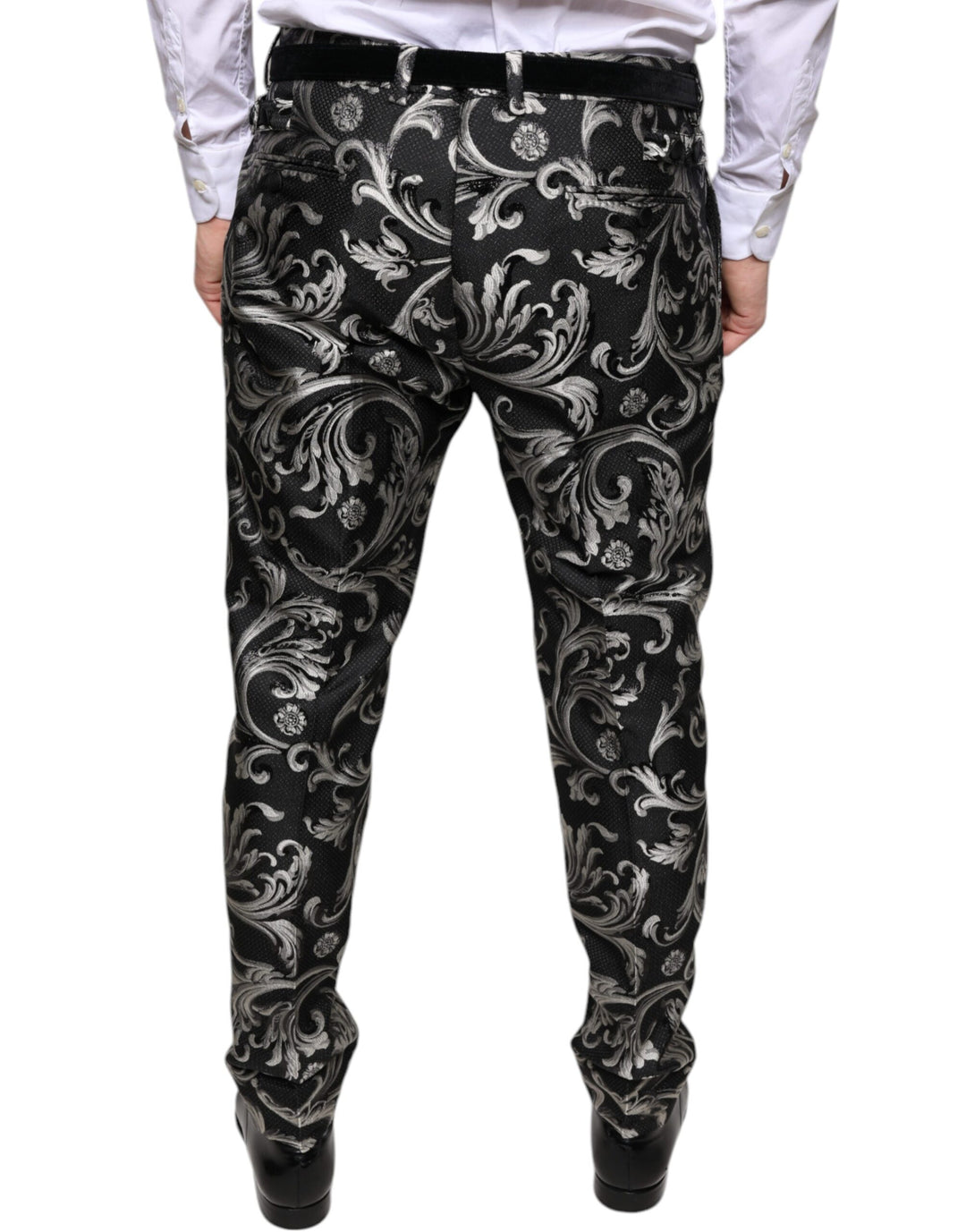 Dolce &amp; Gabbana Black Jacquard Skinny Dress Pants