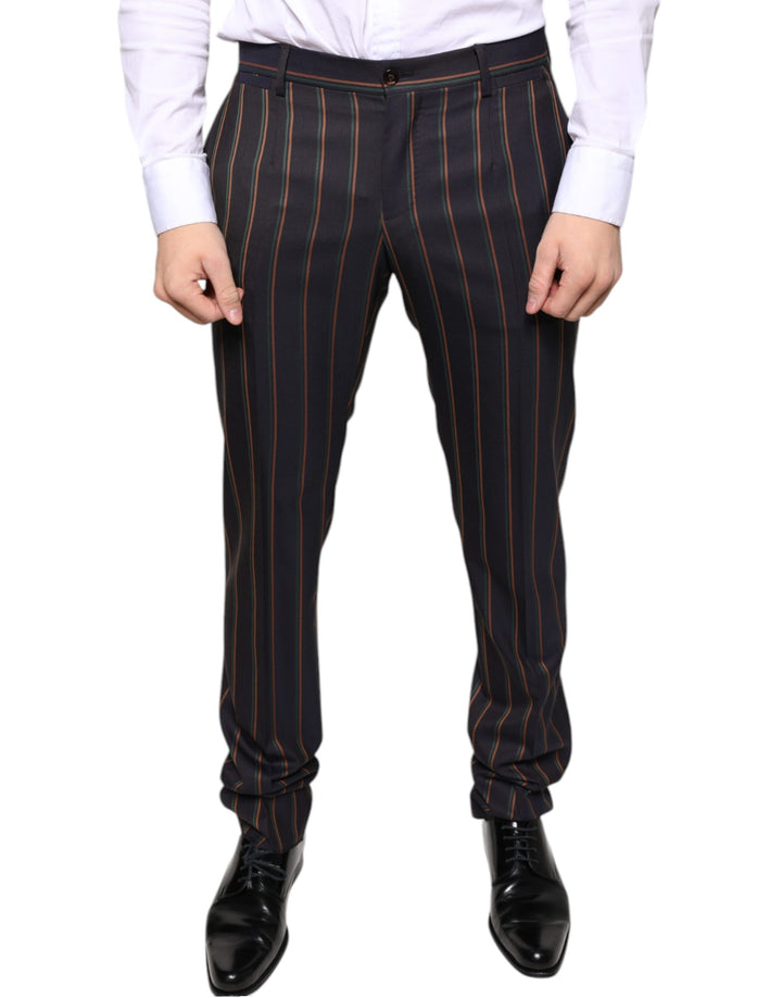 Dolce &amp; Gabbana Brown Stripes Skinny Men Dress Pants