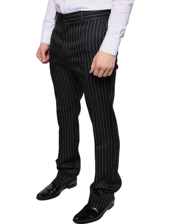 Dolce &amp; Gabbana Black Stripes Skinny Men Dress Pants