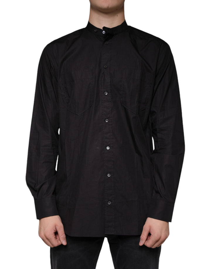 Dolce &amp; Gabbana Black Cotton Button Down Men Casual Shirt