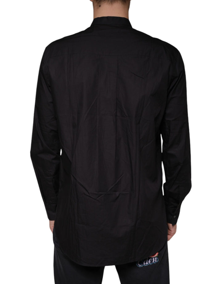 Dolce &amp; Gabbana Black Cotton Button Down Men Casual Shirt