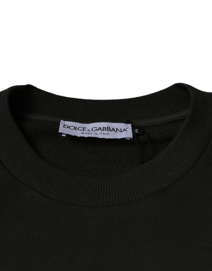 Dolce &amp; Gabbana Army Green DG Crown Crew Neck Pullover Sweater