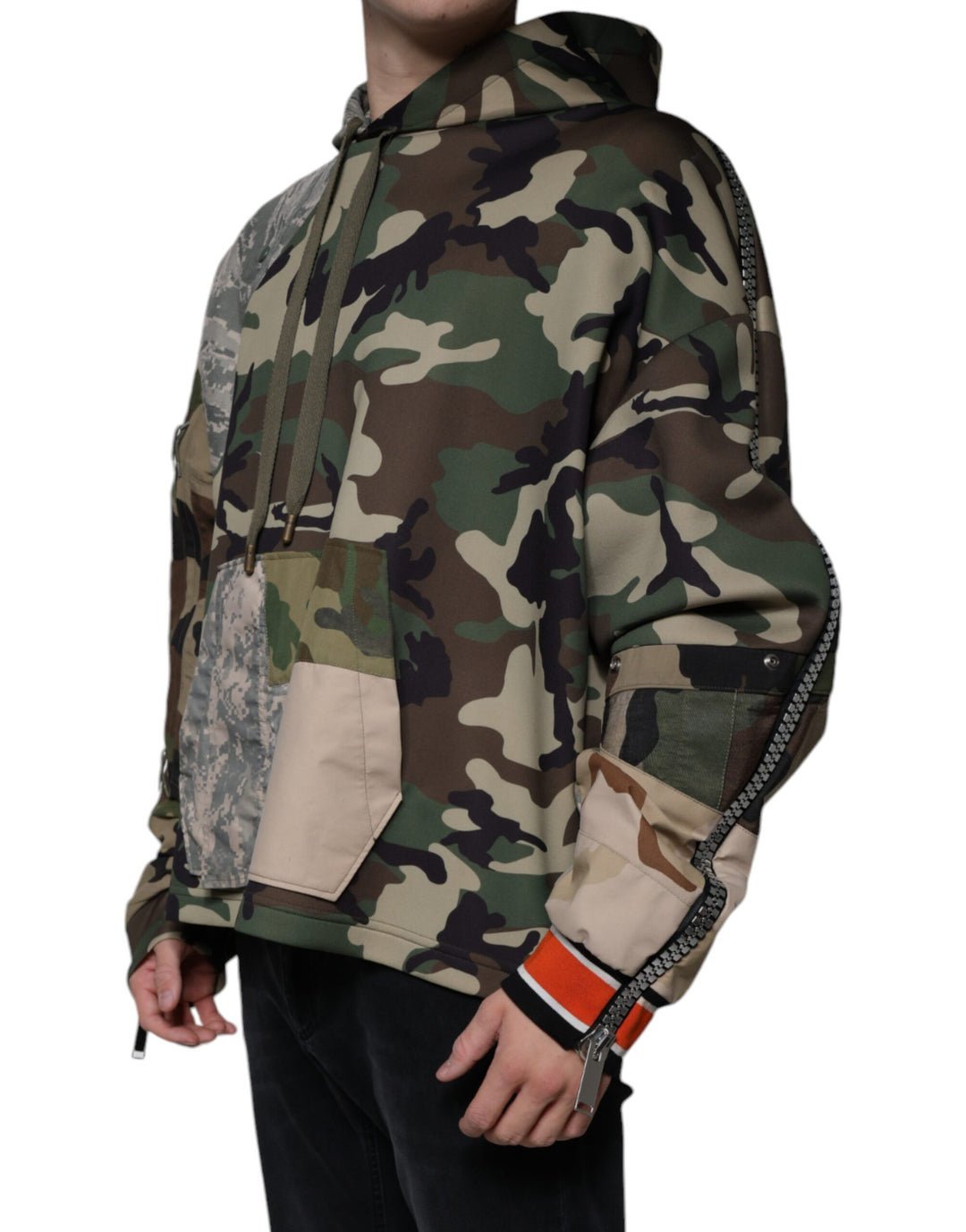 Dolce &amp; Gabbana Multicolor Camouflage Hooded Sweatshirt Sweater