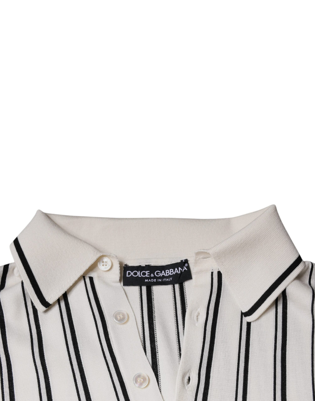 Dolce &amp; Gabbana White Black Stripe Polo Short Sleeve T-shirt