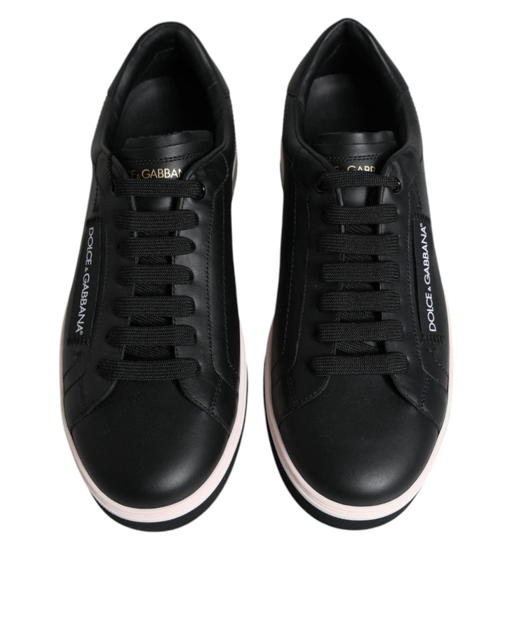 Dolce &amp; Gabbana Black Leather Low Top Men Sneakers Shoes