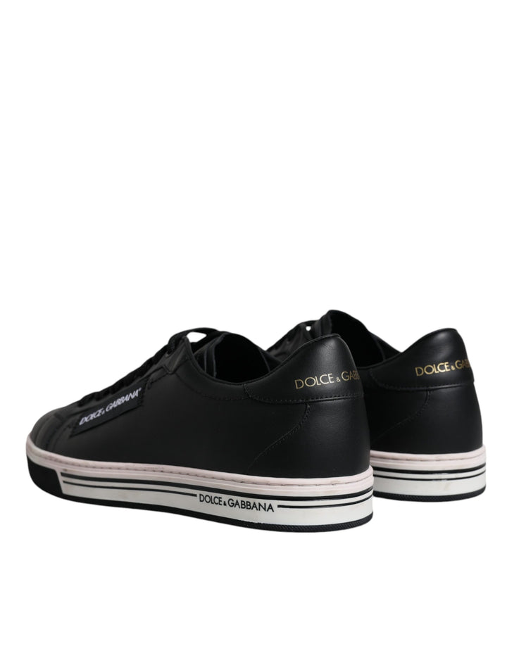 Dolce &amp; Gabbana Black Leather Low Top Men Sneakers Shoes