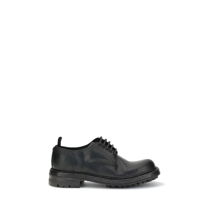 Dolce & Gabbana Black Calf Leather Bos Taurus Oxfords And Derbies