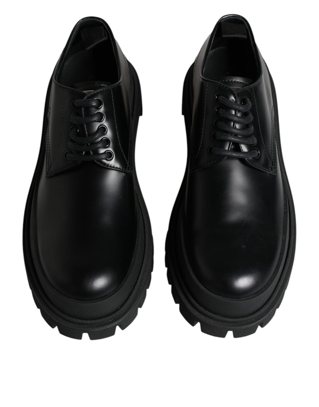 Dolce &amp; Gabbana Black Leather Lace Up Trekking Dress Shoes