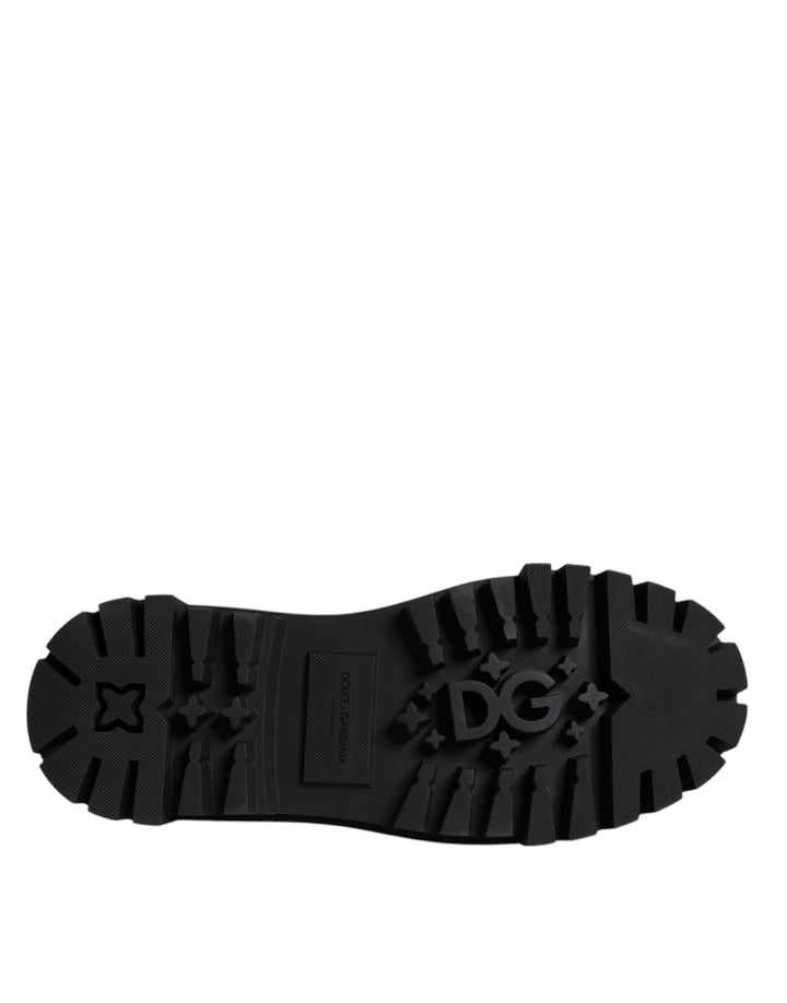 Dolce &amp; Gabbana Black Leather Lace Up Trekking Dress Shoes