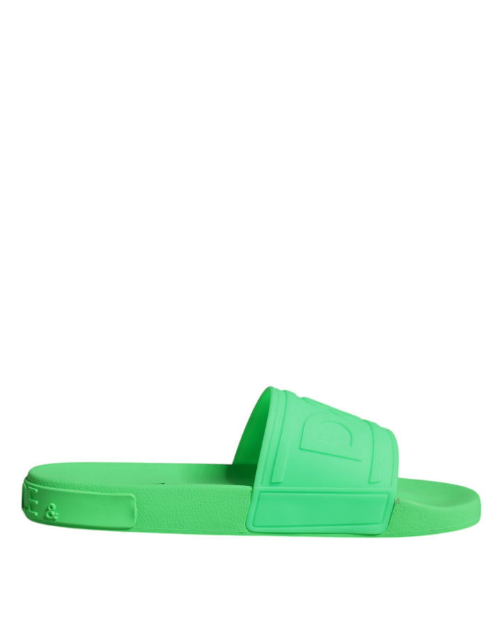 Sandalias de cuero verde Dolce &amp; Gabbana, zapatos de playa